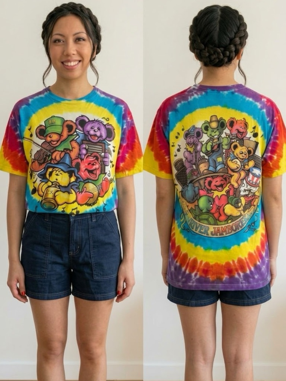 Vintage - Grateful Dead Country Bear Big River Jamboree Tie Dye T-Shirt - Size L